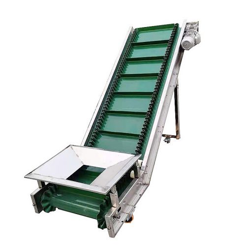 Custom Inclined Cleated Belt Conveyor with Hopper for Material Handling and Automatic Feeding Systems